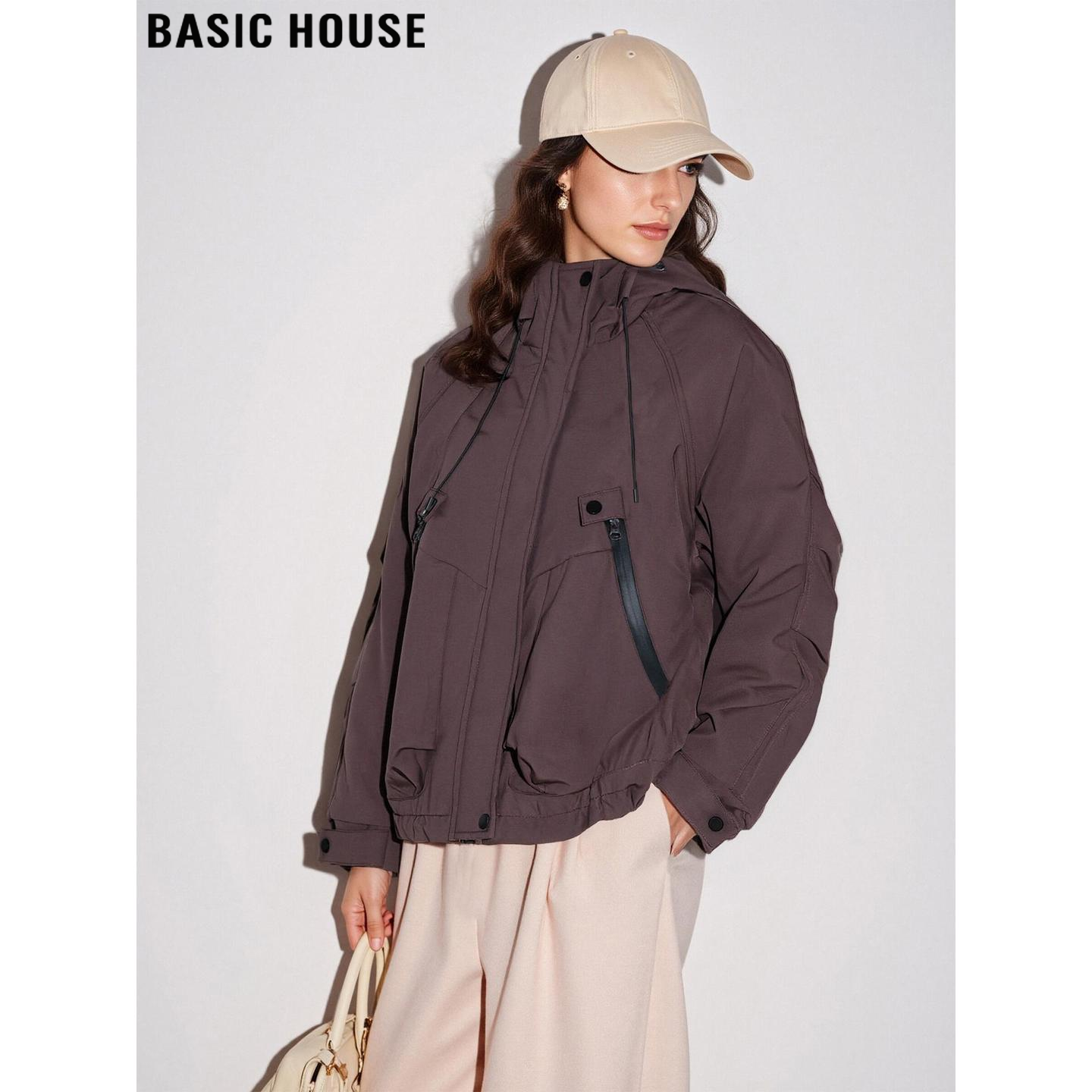 紫色连帽工装外套登山服加厚夹克