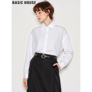 Basic House/百家好职业通勤白色衬衫女2026春季新款叠穿长袖衬衣