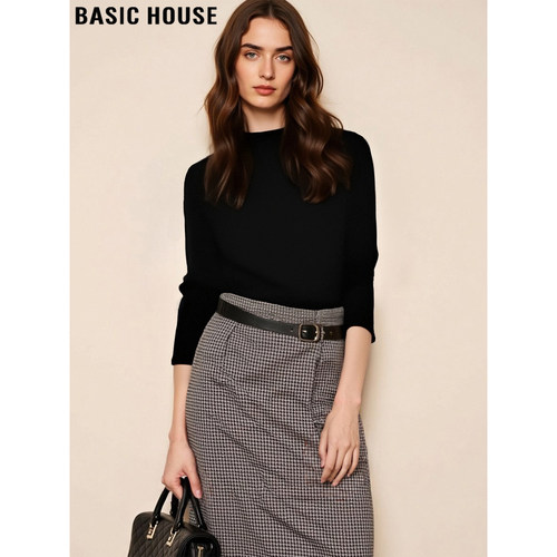 百家好半高领针织打底衫内搭上衣