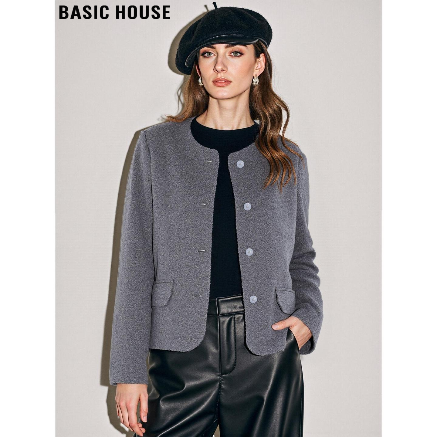 小香风灰色短款羊毛外套呢子大衣