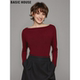Basic 内搭露肩上衣 女士冬季 House 百家好酒红色一字领针织打底衫