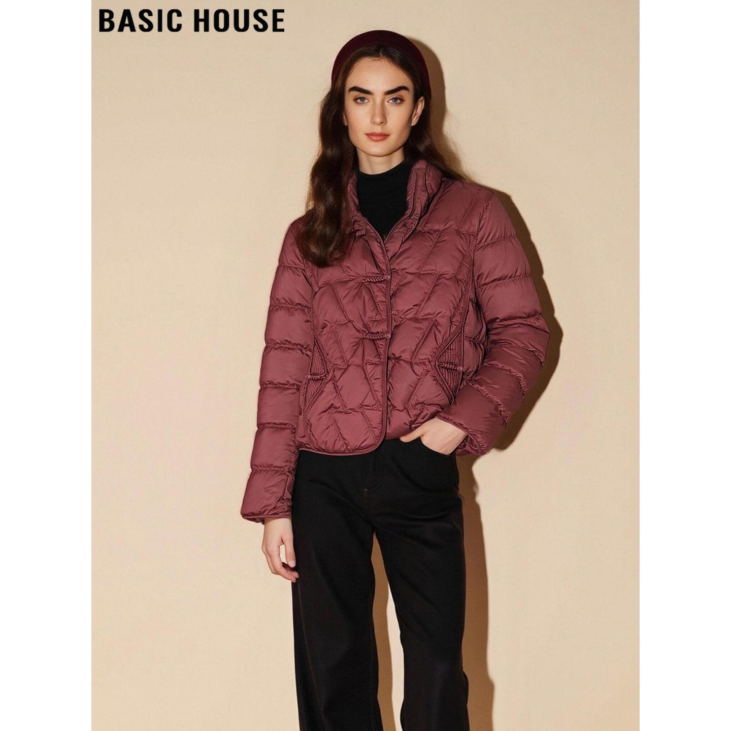 百家好安可拉红90%鸭绒羽绒服女