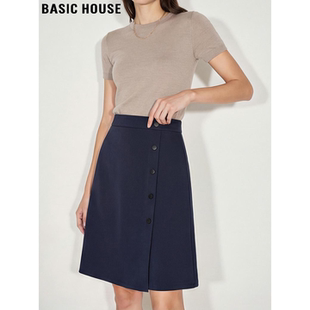 新款 Basic 半身裙女2026春季 百家好设计感开叉西装 A字中裙 House