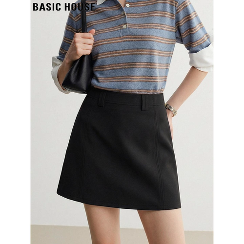 百家好黑色A字短裙西装半身裙