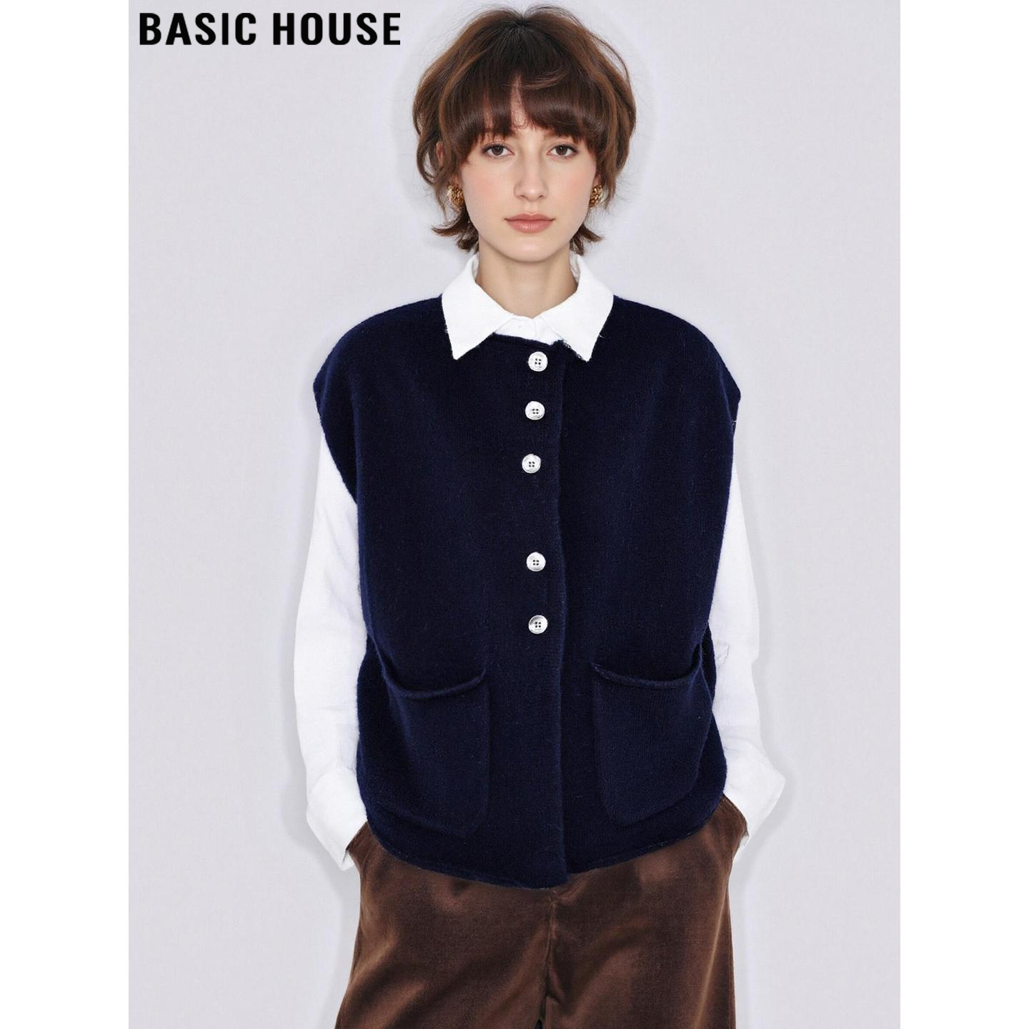 百家好复古100%羊毛针织马甲秋冬