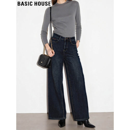 阔腿牛仔裤加绒加厚高腰直筒裤女