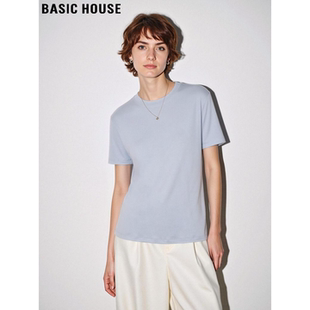 House 基础款 百家好蓝色莫代尔短袖 新款 百搭上衣 T恤女夏季 Basic