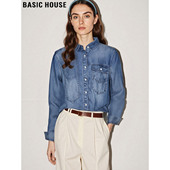 新款 Basic 女2026春季 百家好英伦天丝牛仔衬衫 打底叠穿衬衣 House