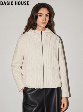 Basic House/百家好竖条纹连帽外套女2026春季新款设计感宽松上衣