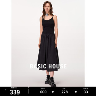 百家好赫本风吊带连衣裙女2024夏季 新款 House Basic 小黑裙高级感