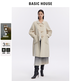 秋冬高级显瘦气质羊毛大衣 百家好毛呢外套女2023新款 House Basic