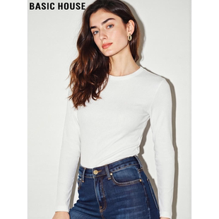 House 打底衫 百家好白色圆领内搭T恤女士2026春季 修身 新款 Basic