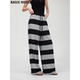 条纹阔腿裤 百家好美式 女2026春季 新款 Basic 宽松休闲拖地裤 House