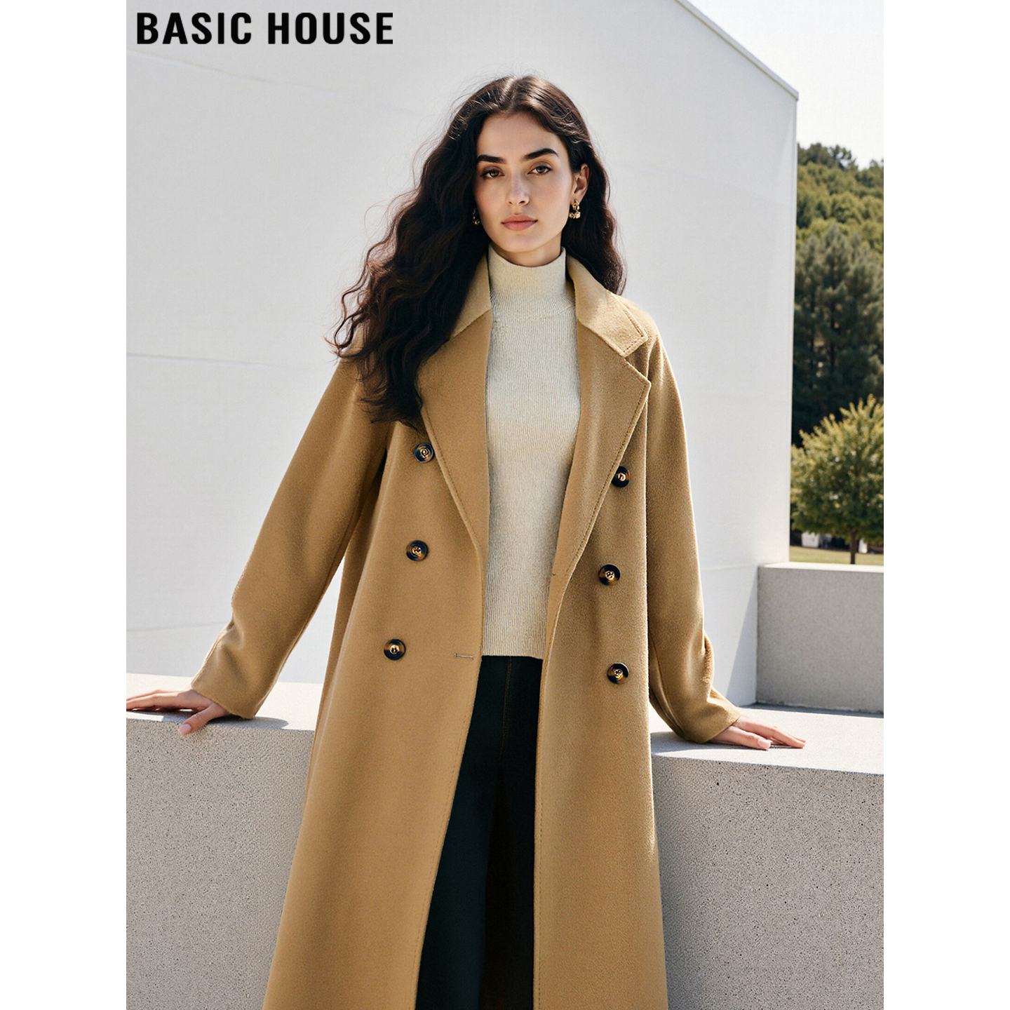 Basic House/百家好英伦风毛呢外套女士冬季长款过膝羊毛呢子大衣,女装/女士精品,短外套,淘宝优惠券,粉丝福利购,淘宝优惠卷