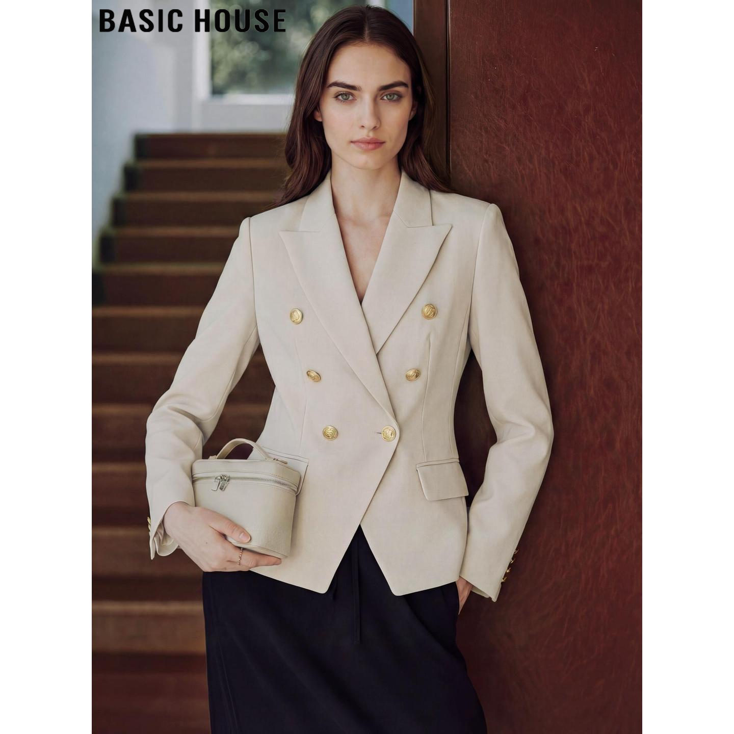 Basic House/百家好高级感收腰西装外套女2026春季新款职业小西服