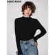 Basic 木耳边上衣 女冬内搭修身 House 百家好黑色半高领针织打底衫