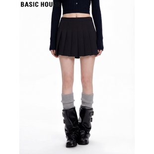百褶短裙女春季 Basic 辣妹黑色西装 百家好美式 高腰显瘦JK裙 House