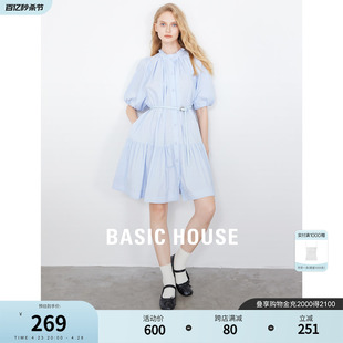 新款 蛋糕裙 中长款 百家好衬衫 连衣裙女夏季 House 短袖 Basic