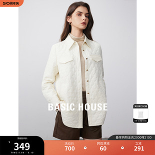 新款 Basic 领棉服外套春季 百家好衬衫 正肩小香风外套 House