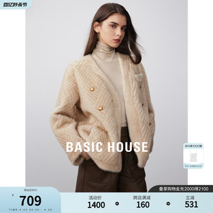 名媛毛绒外套 百家好环保皮草派克服女2023秋冬新款 House Basic