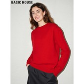 Basic 宽松圆领软糯毛衣 女春季 House 百家好新年红100%羊毛针织衫