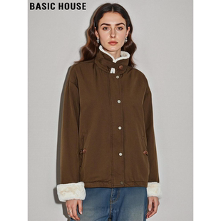 Basic House/百家好美拉德咖色外套女士2026春季新款通勤开衫上衣