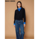 打底衫 Basic 女2025冬季 修身 House 百家好设计感假两件翻领针织衫