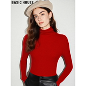 Basic 内搭高领毛衣 女冬季 House 百家好本命年红全羊毛针织打底衫