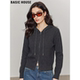 针织开衫 Basic 新款 百家好深灰色连帽拉链外套女士2026春季 House