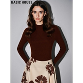 House 百家好酒红色半高领针织打底衫 女士冬季 Basic 内搭修身 上衣