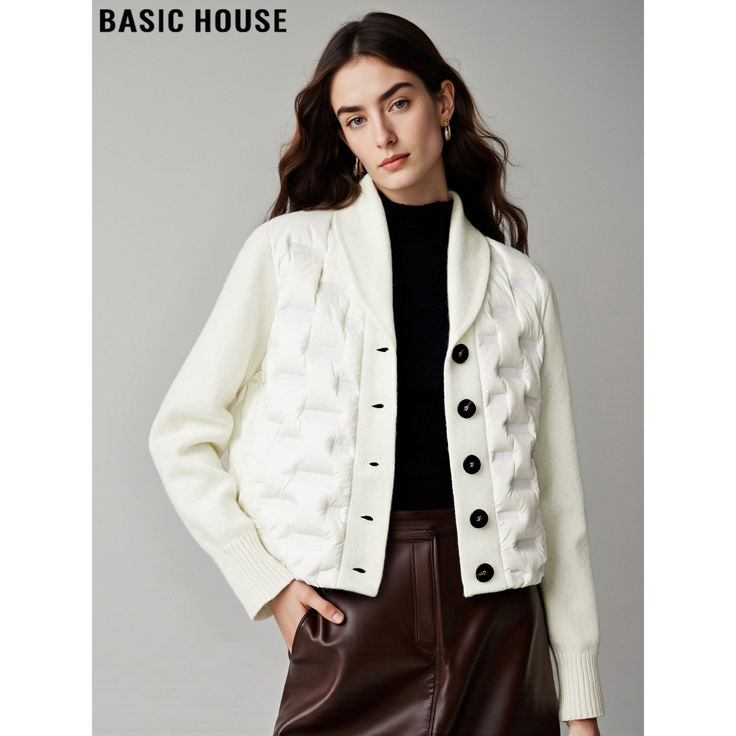 Basic House/百家好白色90%白鸭绒羽绒服女士冬季高级感短款外套,女装/女士精品,羽绒服,淘宝优惠券,粉丝福利购,淘宝优惠卷