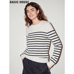 House 宽松软糯打底衫 百家好条纹圆领针织衫 新款 女2026春季 Basic