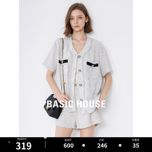 女2024夏季 百家好小香风衬衫 新款 短袖 Basic 外套上衣小衫 House