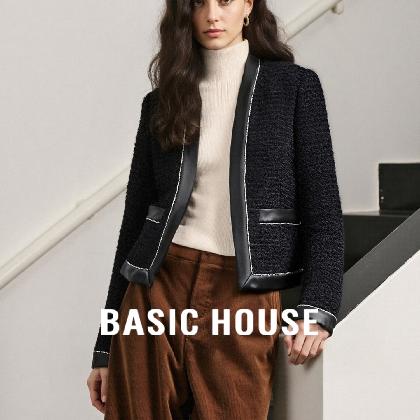 小香风毛呢西装外套优雅气质上衣