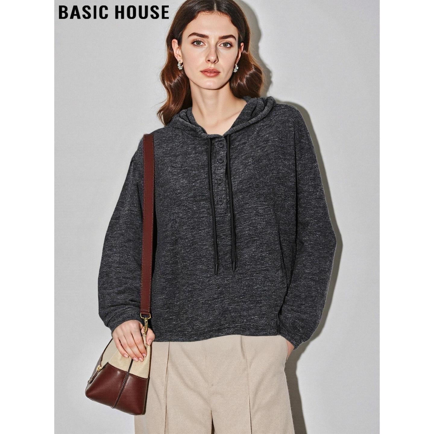 百家好美式复古灰色加厚连帽卫衣