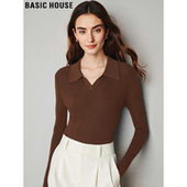 Basic 高级感内搭上衣打底毛衣 女冬季 House 百家好咖色V领针织衫