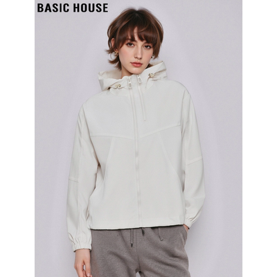 百家好白色连帽加厚保暖工装外套