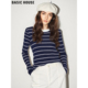 含羊毛打底衫 Basic 女2025冬季 新款 House 百家好藏青色条纹针织衫