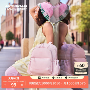 美旅2026新款双肩包粉色背包旅游女士轻便书包可爱轻巧小软包NB7