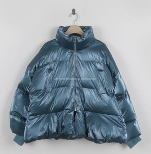 清仓现货 韩国制造冬季女装潮范儿金属感保暖厚实人造鸭绒羽绒服