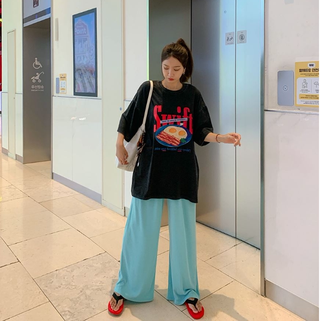 做旧复古印花tee韩国代购正品2026夏女装新款潮款显瘦宽松短袖t恤