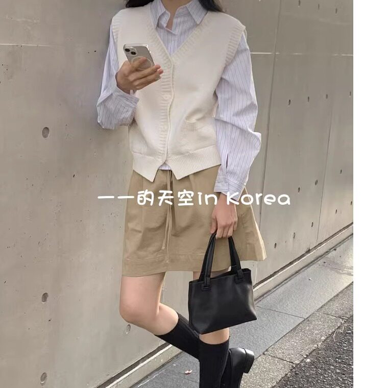 初恋风半身裙韩国代购正品2025春装新款系带松紧腰显瘦A字型短裙