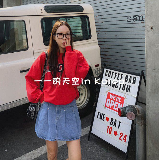 褶皱设计短裙韩国代购正品2026春夏新款俏皮可爱少女风牛仔半身裙