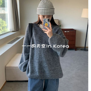 简约风针织衫 韩国代购2025秋冬女装新款慵懒风宽松oversize毛衣