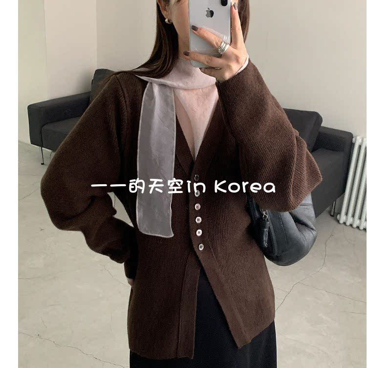 配丝巾温柔上衣韩国代购正品2026春季女装透视内搭半高领长袖衬衫