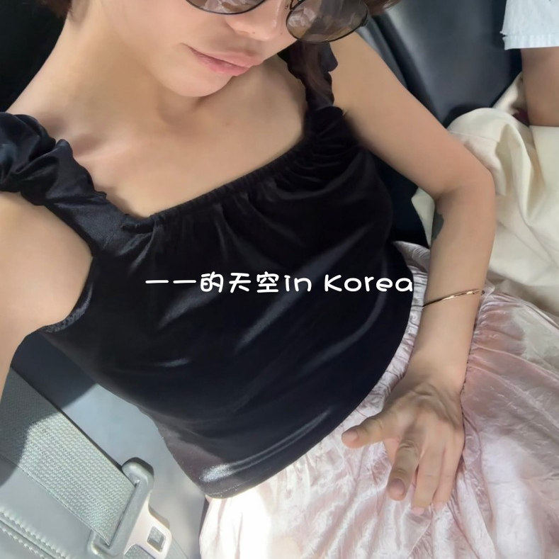 天鹅绒法式背心 韩国代购2025秋新款miu系千金风复古可爱弹力上衣