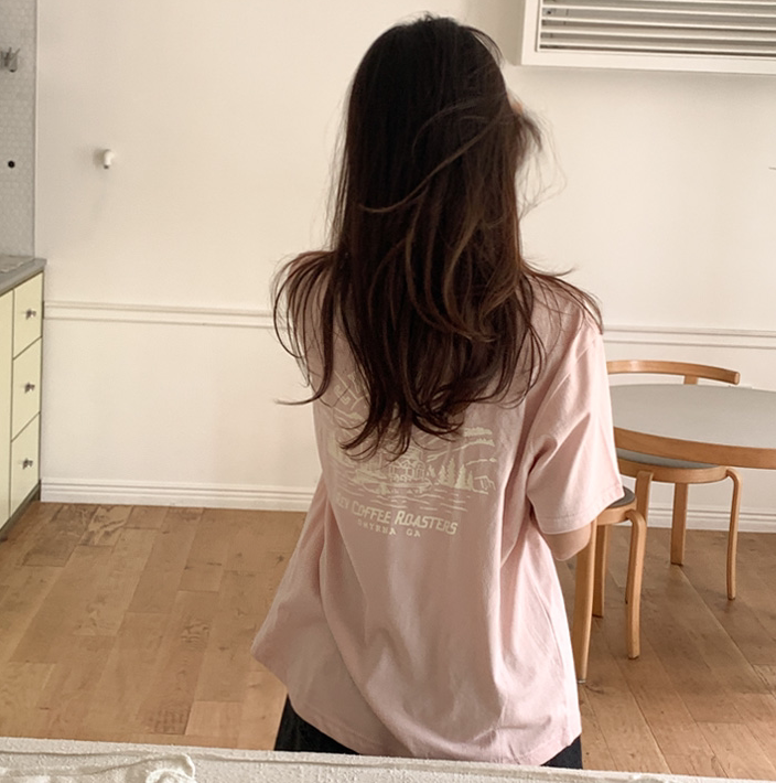 甜美减龄少女风韩国代购正品2024夏新款 个性印花宽松纯棉短袖t恤