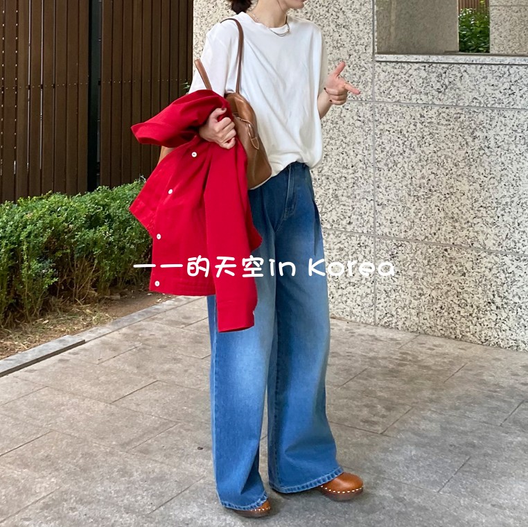 韩国代购牛仔裤2025秋季新款颜色好看松弛设计感宽松显瘦直筒裤女