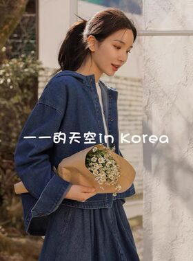 连帽牛仔外套韩国代购2025春装新款复古风宽松百搭减龄显瘦夹克女