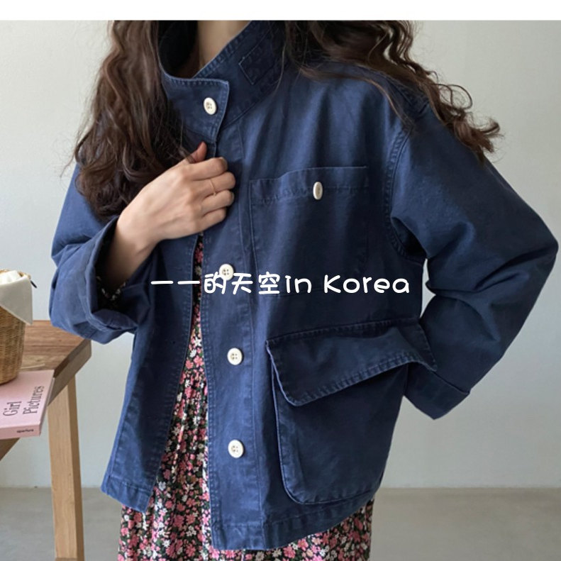 工装风短外套韩国代购2025秋季女装新款经典复古宽松长袖风衣上衣